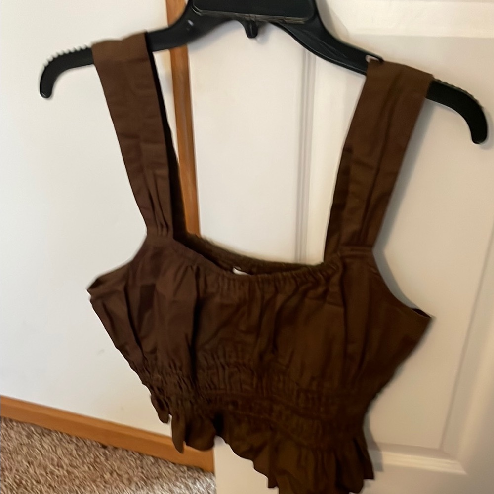 Faithfull the Brand Brown Ruffled Bustier Tank Top